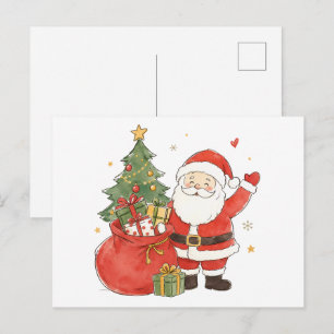Schattige Kerstman met Zak met Cadeaus voor Klassi Briefkaart