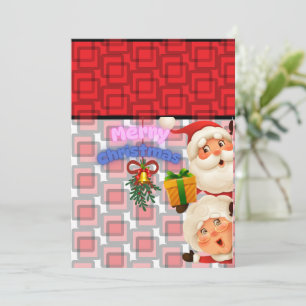Schattige Kerstman & Mevrouw Claus Prettig Kerstfe Feestdagenkaart