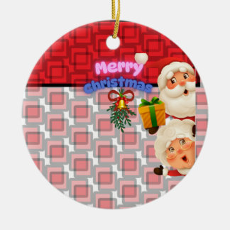 Schattige Kerstman & Mevrouw Claus Prettig Kerstfe Keramisch Ornament