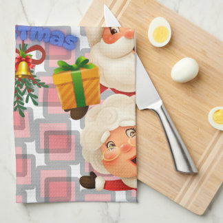 Schattige Kerstman & Mevrouw Claus Prettig Kerstfe Theedoek