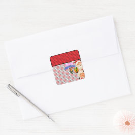 Schattige Kerstman & Mevrouw Claus Prettig Kerstfe Vierkante Sticker