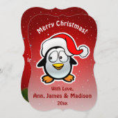 Schattige Kerstman Pinguïn Cartoon Feestdagenkaart (Voorkant / Achterkant)