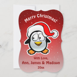 Schattige Kerstman Pinguïn Cartoon Feestdagenkaart