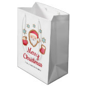 Schattige Kerstman Prettig Kerstfeest Medium Cadeauzakje (Achterkant Gekanteld)