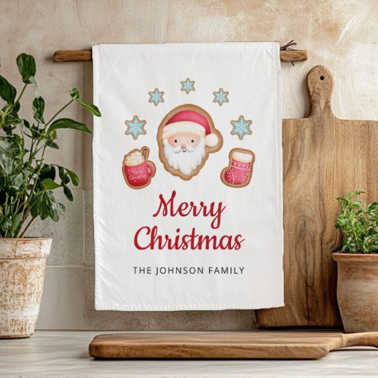 Schattige Kerstman Prettig Kerstfeest Theedoek