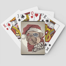 Schattige Kerstman Pug Speelkaarten
