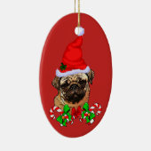 Schattige Kerstman Pugs Liefhebbers Kerstmis Keramisch Ornament (Rechts)