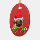 Schattige Kerstman Pugs Liefhebbers Kerstmis Keramisch Ornament (Links)