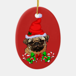 Schattige Kerstman Pugs Liefhebbers Kerstmis Keramisch Ornament