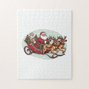 Schattige Kerstman reist per trein getrokken aan d Legpuzzel