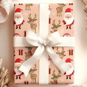 Schattige Kerstman Rendier Sneeuwman Kerstmis Cadeaupapier