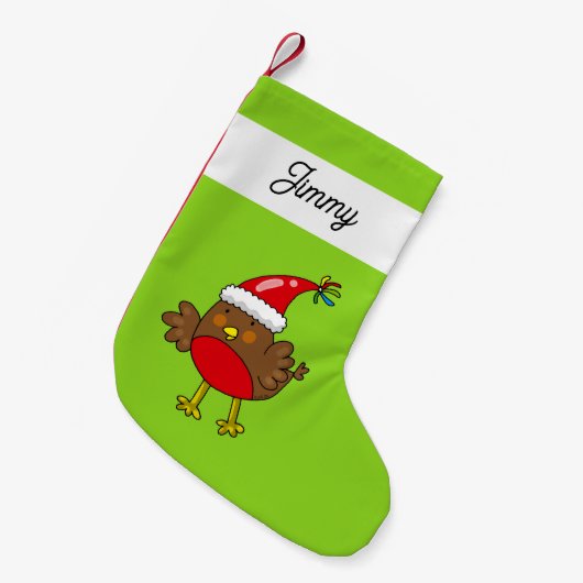 Schattige Kerstman Robin Vogel en Aangepaste Naam Kleine Kerstsok (Voorkant (Hangend))