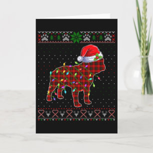 Schattige Kerstman Rood Geruit Franse Bulldog Lich Kaart