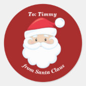 Schattige  kerstman rood kerstcadeau ronde sticker (Voorkant)