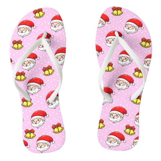 Schattige Kerstman roze meisje modern stippenpatro Teenslippers (Voetbed)