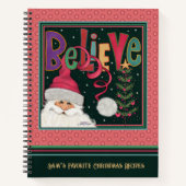 Schattige kerstman roze meisjesrecept notitieboek (Voorkant)