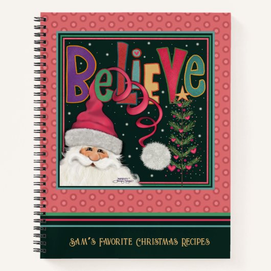 Schattige kerstman roze meisjesrecept notitieboek (Voorkant)