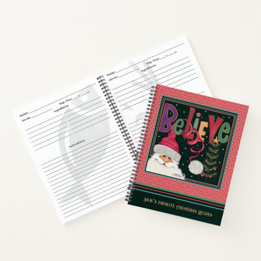 Schattige kerstman roze meisjesrecept notitieboek (Binnen)