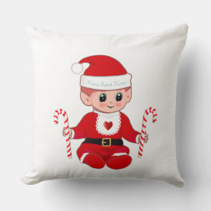 Schattige Kerstman Santa Baby Elf  & Suikerstokjes Kussen