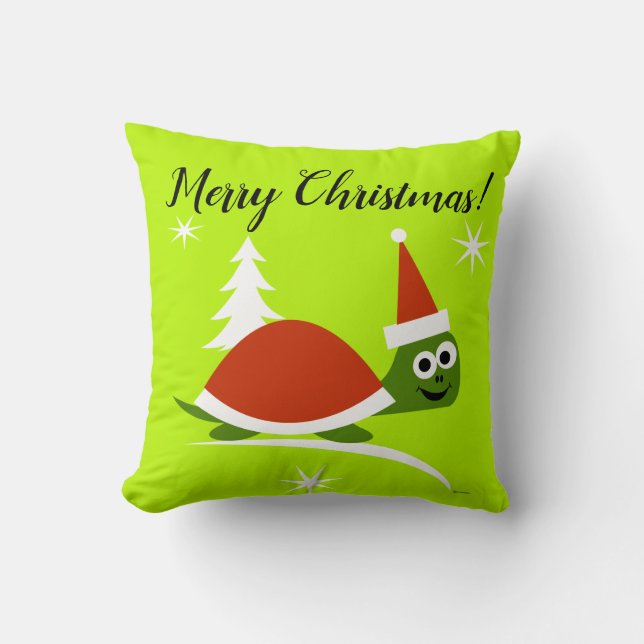 Schattige Kerstman Schildpad Prettig Kerstfeest   Kussen (Voorkant)