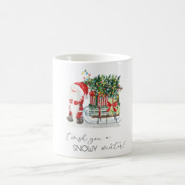 Schattige kerstman, slee, cadeaus koffiemok