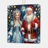 🎅 Schattige Kerstman Sneeuw Kerstmis ❄️ Keramisch Ornament (Links)
