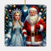 🎅 Schattige Kerstman Sneeuw Kerstmis ❄️ Keramisch Ornament (Achterkant)
