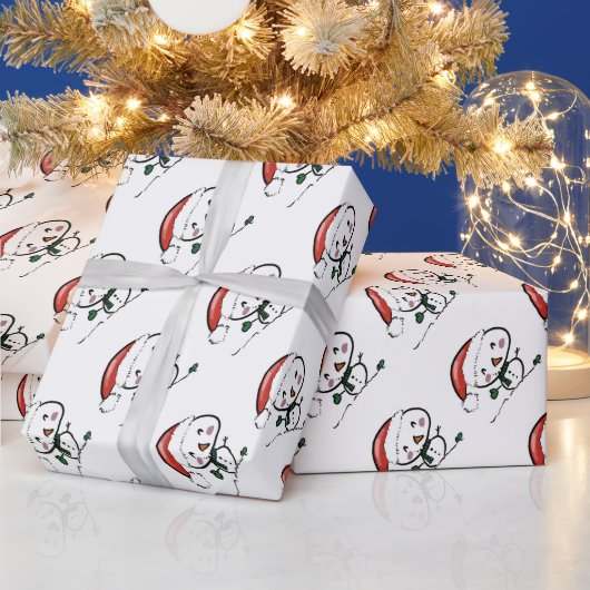 Schattige Kerstman Sneeuwman Cadeaupapier (Feestdagen)
