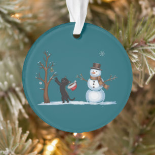 Schattige Kerstman Sneeuwman Katten Liefhebber Ker Ornament