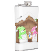 Schattige Kerstman Sneeuwpop Kribbe Heupfles (Rechts)