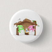 Schattige Kerstman Sneeuwpop Kribbe Ronde Button 3,2 Cm (Voorkant)