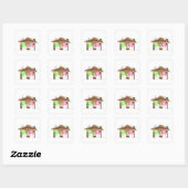 Schattige Kerstman Sneeuwpop Kribbe Vierkante Sticker (Vel)