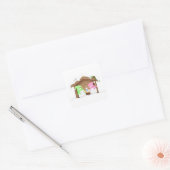 Schattige Kerstman Sneeuwpop Kribbe Vierkante Sticker (Envelop)