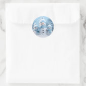 Schattige Kerstman Sneeuwpop Sticker (Tas)