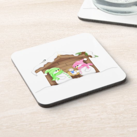 Schattige Kerstman Sneeuwpopcoaster Bier Onderzetter (Linkerzijde)