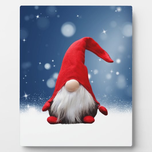 Schattige Kerstman Sneeuwsterren Fotoplaat (Voorkant)