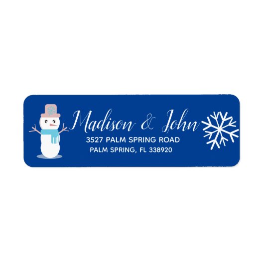 Schattige Kerstman Sneeuwvlok Adres Etiket (Voorkant)