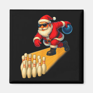 Schattige Kerstman speelt bowlingbal en -pinnen Bo Magneet
