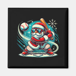Schattige kerstman speelt honkbal jongens kinderen magneet