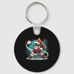 Schattige kerstman speelt honkbal jongens kinderen sleutelhanger