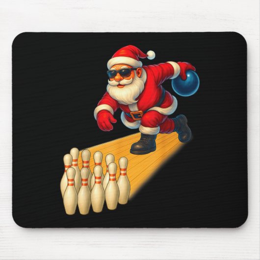 Schattige Kerstman speelt met bowlingbal en NS-bow Muismat (Voorkant)