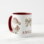 Schattige Kerstman & Striktekening Kerstnaam Mok (Voorkant links)