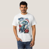 Schattige Kerstman T-Rex Santa T-shirt (Voorkant volledig)