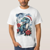 Schattige Kerstman T-Rex Santa T-shirt (Voorkant)