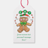 Schattige kerstman van gemberkoek, Kerstkoek vreug Cadeaulabel (Voorkant)