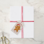 Schattige kerstman van gemberkoek met kerstmuts - cadeaulabel (Met Touw)