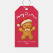 Schattige kerstman van gemberkoek met kerstmuts -  cadeaulabel (Voorkant)