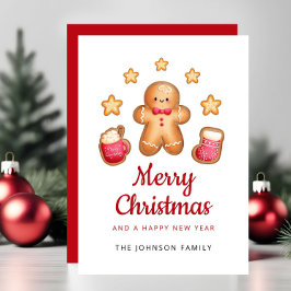Schattige kerstman van gemberkoek Vrolijk Kerstfee Feestdagenkaart