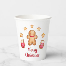 Schattige kerstman van gemberkoek vrolijk kerstfee papieren bekers