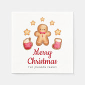 Schattige kerstman van gemberkoek Vrolijk Kerstfee Servet (Voorkant)